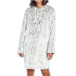 Wildfox Ultra Plush Hooded Lounger Soft Snow Leopard Size S/M